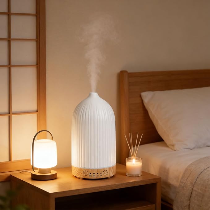 SUNGOOYUE 200ML Essential Oil Diffuser, Ultrasonic Aromatherapy Diffuser with 7 Color LED Lights and Auto Shut Off, for Bedroom Living Room Office Yoga Room