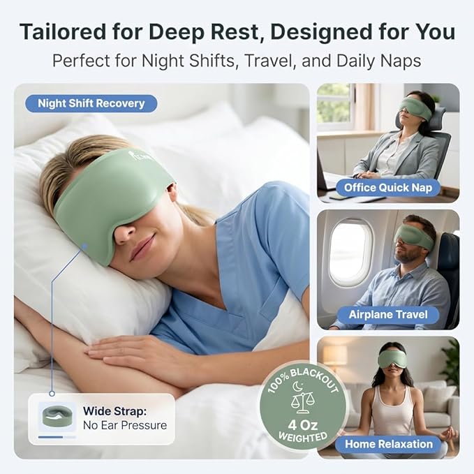 Weighted Eye Mask for Light Blocking: 3D Contoured Sleep Mask for Lash Exentions - Soft Breathable Fabric,Full Coverage - Eye Cover for Long Flight, Train Nap Essentials,Road Trip Companion