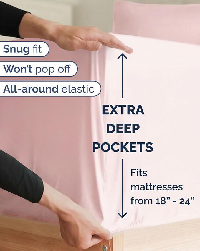 Extra Deep Twin XL Sheet Set - 3 Piece Breathable & Cooling Bed Sheets - Easily Fits 18 to 24 inch Mattress - Soft, Wrinkle & Fade Free with Extra Deep Pockets - Hotel Luxury Bedding - Lavender Pink