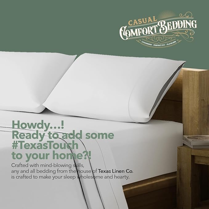 TEXAS LINEN CO. 100% Organic Cotton Sheets King Size - 4 PC Organic Cotton Percale Sheets King Set (Light Grey), Soft, Cooling & Breathable Bedsheets, 16" Deep Pocket Hotel Bedding - GOTS Certified