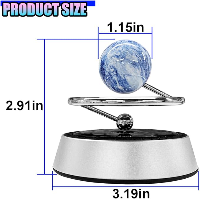 Solar Car Air Diffuser, Alloy Planet Rotating Aromatherapy Diffuser, Funny Car Dashboard Ornament, Vehicle Interior Decoration Accessories for Men, Women (Silver)