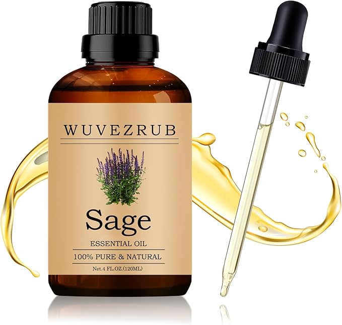 Sage Essential Oil 120ML - 100% Pure and Natural Oils for Aromatherapy Diffuser - 4 Fl Oz/Sage