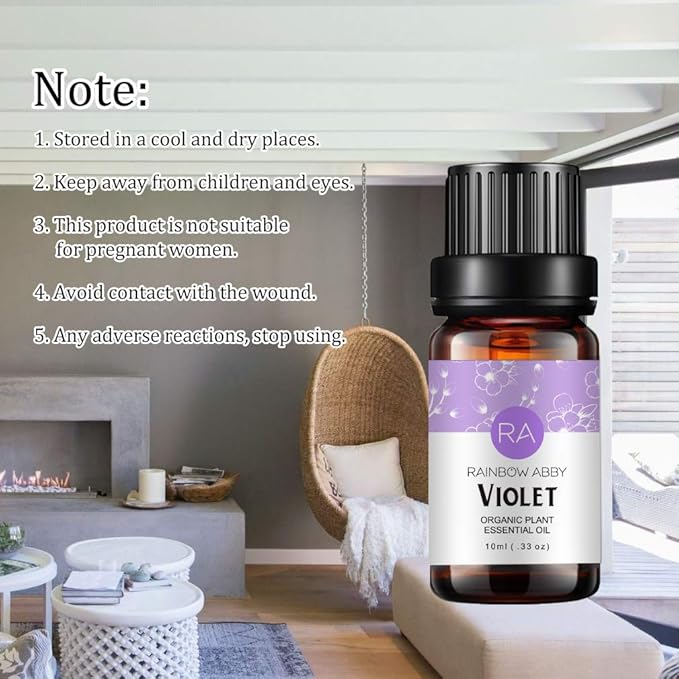 2-Pack Violet Essential Oil 100% Pure Oganic Plant Natrual Flower Essential Oil for Diffuser Message Skin Care - 10ML