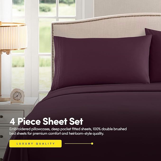 1500 Supreme Collection Twin Sheet Sets Purple