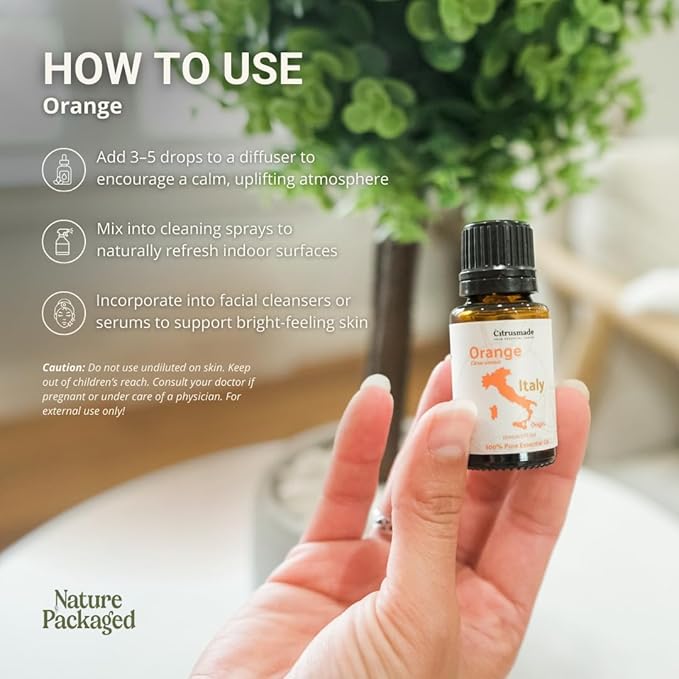 Orange Essential Oil - Direct from Citrusmade in Sicily- Aceite de Naranja Dulce for Home Care, Skincare $ Aromatherapy - Premium Therapeutic Grade (15ml)