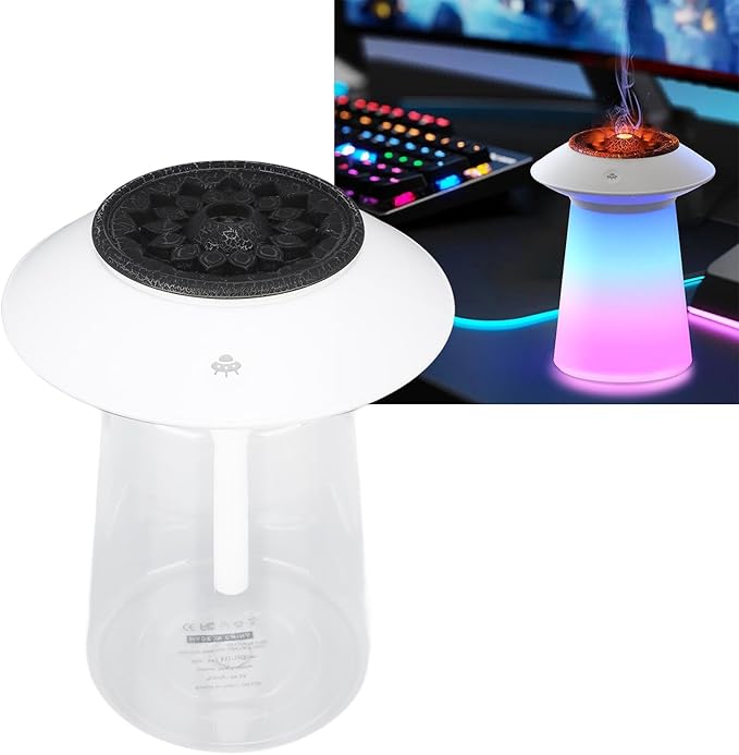 Mushroom Shape Humidifier Diffuser, 760ml Rechargeable Essential Oil Diffuser with Dual Mist Modes, Ultra Quiet Air Humidifier for Bedroom Office Home Decoration (White)