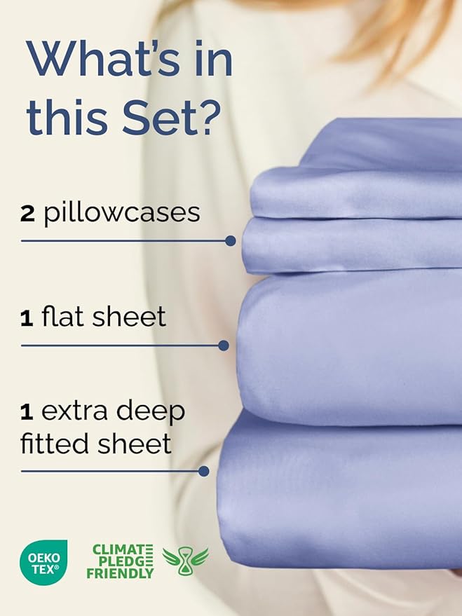 Extra Deep King Sheet Set - 4 Piece Breathable & Cooling Bed Sheets - Easily Fits 18 to 24 inch Mattress - Ultra Soft, Wrinkle & Fade Free w/ Extra Deep Pockets - Comfy Hotel Luxury Bedding - Lavender