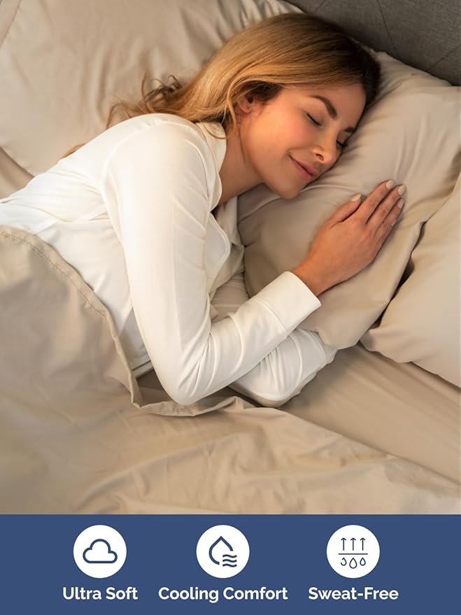 Extra Deep Cal King Sheet Set - 4 Piece Breathable & Cooling Bed Sheets - Easily Fits 18 to 24 inch Mattress - Ultra Soft, Wrinkle & Fade Free with Extra Deep Pockets - Hotel Luxury Bedding - Cream
