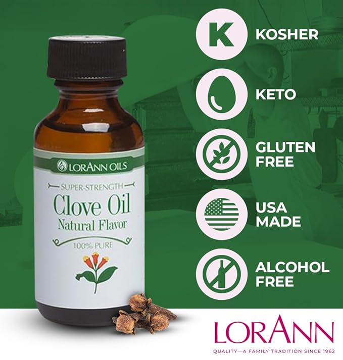 LorAnn Oils Super Strength Flavoring , Used For Candy Making, Flavoring Extracts, Baking, Hard Candy, & Flavor Oils - Bold, Natural Flavors 4X Stronger Than Extracts - Clove Leaf Oil, 3 Pack, 1 fl oz