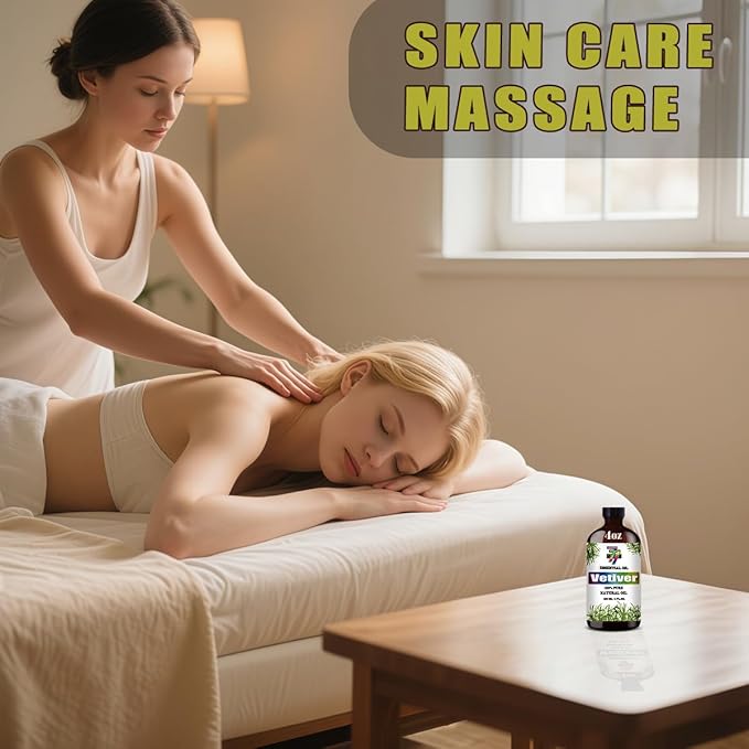 Vetiver Essential Oil - Vetiver Oils for Diffusers, Humidifiers, DIY Candles, Soap, Cleaning, Home, Office, Yoga, Massage, Gifts - 4 fl oz (120 ml) - GV77ZF