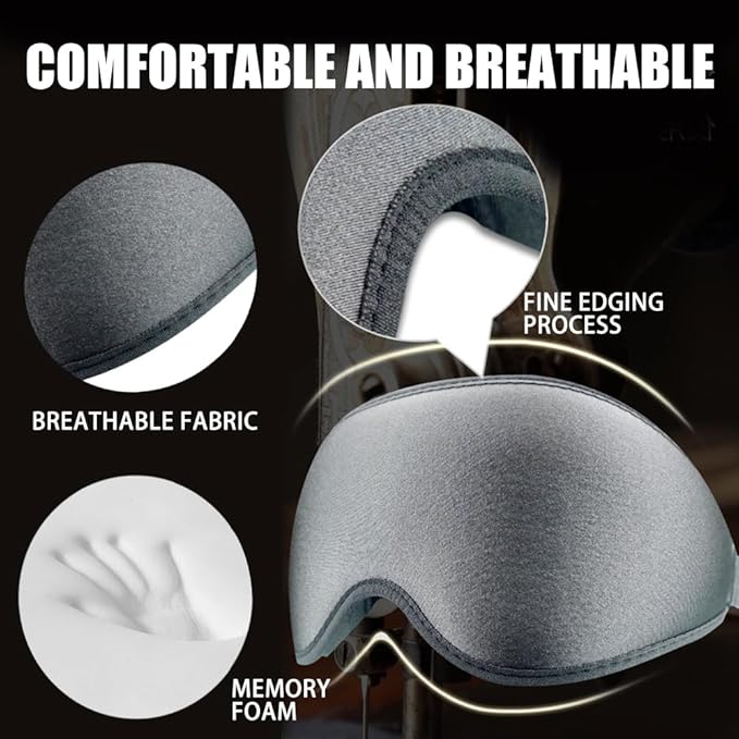 Sleep Mask for Side Sleeper Women Men, 100% Light-Blocking Eye Mask for Deeper Sleep, Zero Eye Pressure, Soft Breathable Adjustable Elastic Strap Perfect for Travel and Insomnia