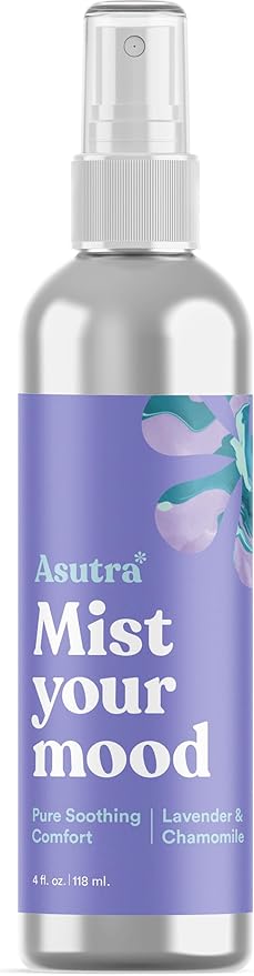 Asutra Lavender & Chamomile Multi-Use Natural Aromatherapy Room Spray, Calming Linen & Pillow Mist, Fabric Sleep Spray, 4 fl oz Aluminum