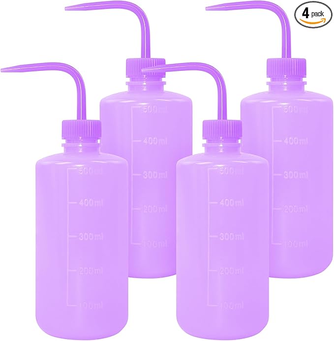 4 Packs Tattoo Wash Bottle Water Squirt Squeeze Diffuser Bottles (Purple, 500ml)