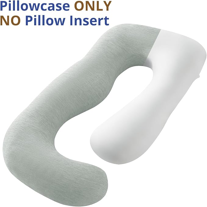 Sasttie Cooling Pregnancy Pillow Cover, 57-inch U Shaped Pregnancy Pillow Case, Fits 55 to 57 Inch Maternity Pillow, Light Grey (No Pillow Insert)