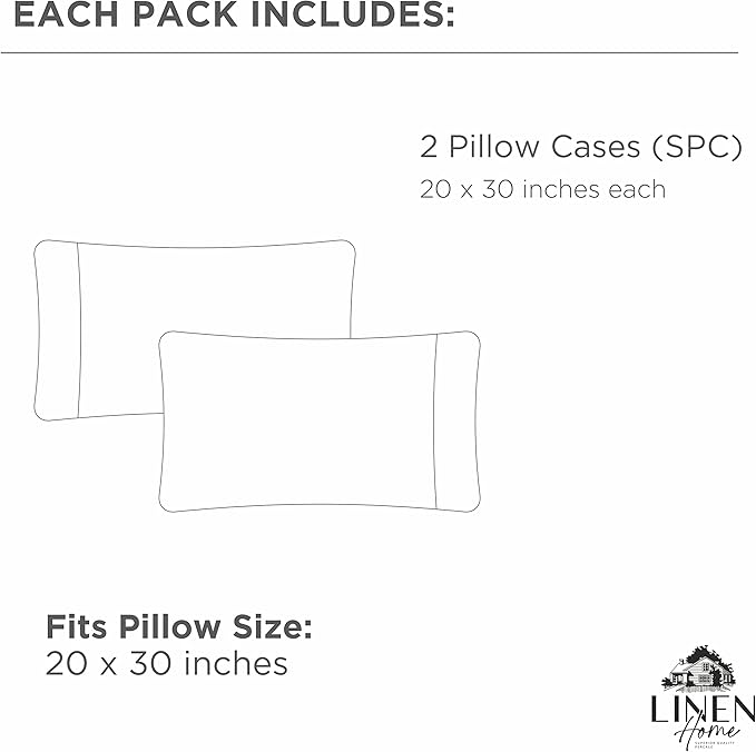 100% Cotton Percale Pillowcases Standard/Queen Size, Set of 2 - Combed Cotton Pillow Cases 20x30, Crisp & Cooling, Breathable, No Pilling - Ivory | Linen Home
