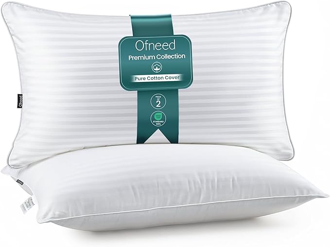 King Size Pillows Set of 2 Down Alternative – Soft & Fluffy King Pillow with Cotton Cover, Hotel Quality Pillows for Bed, Perfect Bed Pillows for Side and Back Sleepers, Size 20"x36"