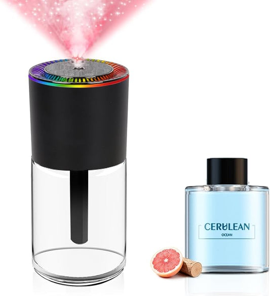 All-New, Smart Car Air Freshener Diffuser 160ml Large Capacity for 6 Months, Real-Time Monitoring, 90-Day Battery Life, 3 Modes, 7-Color with Starry Ceiling, for Car, Bedroom and Office.(OCEAN)