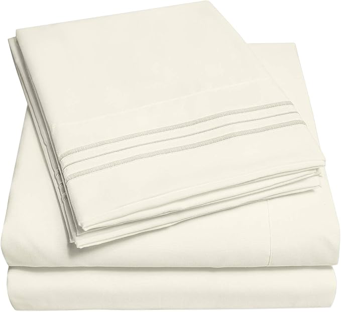 1500 Supreme Collection Extra Deep Pocket Sheets Set - Luxury Soft Bed Sheets, Wrinkle Free, Bedding, Over 40 Colors, 21 inch Extra Deep Pocket, King, Ivory