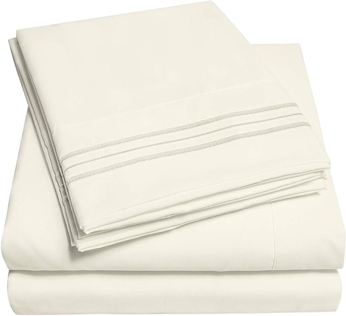 1500 Supreme Collection Extra Deep Pocket Sheets Set - Luxury Soft Bed Sheets, Wrinkle Free, Bedding, Over 40 Colors, 21 inch Extra Deep Pocket, California King, Ivory