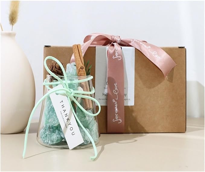 Himalayan Salt Stone Diffuser DIY Kit, Natural Crystal Aromatherapy with Essential Oil, Salt and Stone Gift Set for Home Decor, Eco-Friendly Air Freshener for Bedroom Office Wellness(Green)