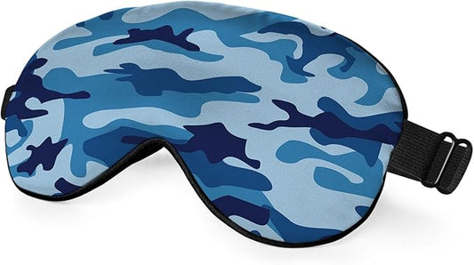 Blue Camouflage Sleep Mask Eye Mask Sea Water Camouflage Pattern Sleep Mask Light Blocking Adjustable Smooth Soft Eye Masks for Women Deep Rest Travel