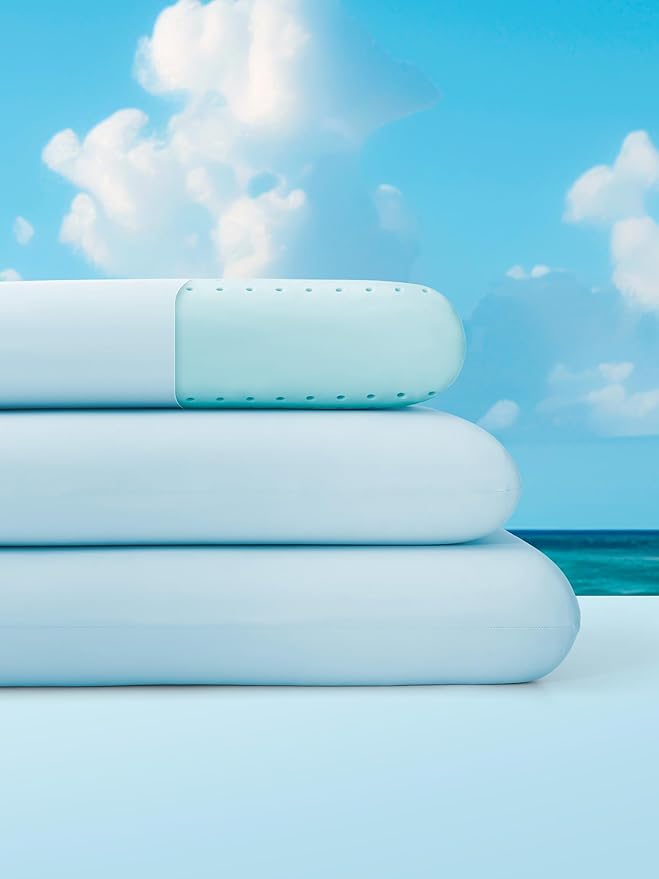 SLEEP ZONE Cooling Memory Foam Pillow - Odorless, Breathable, Skin-Friendly with Superior Support for Back, Stomach or Side Sleepers, Home, Hotel, Hospital Essentials (Blue, Standard, 1 Pack)