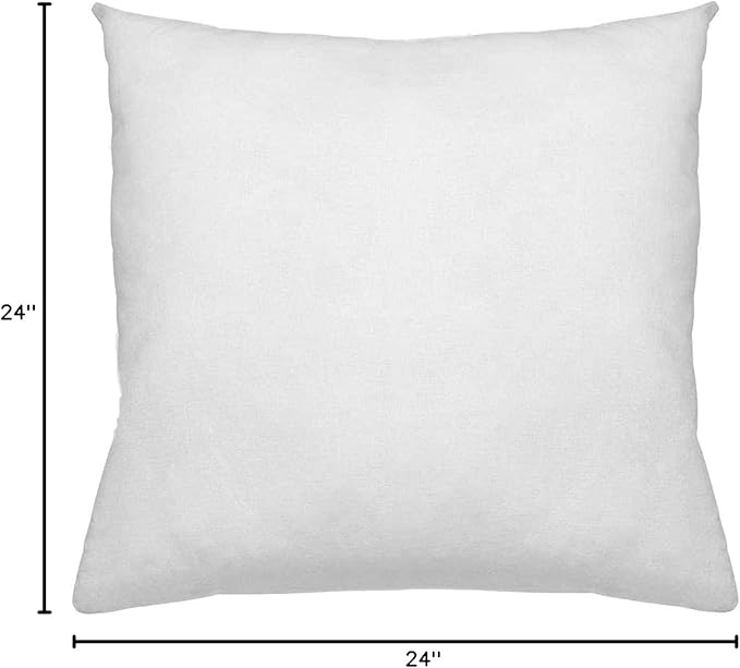 Digital Decor Decorative Throw Pillow Insert 24x24, Plush Hypoallergenic Down Alternative Pillow Form for Bed, Couch & Sofa, Made in USA Square Cushion Insert, White, 1 Pack