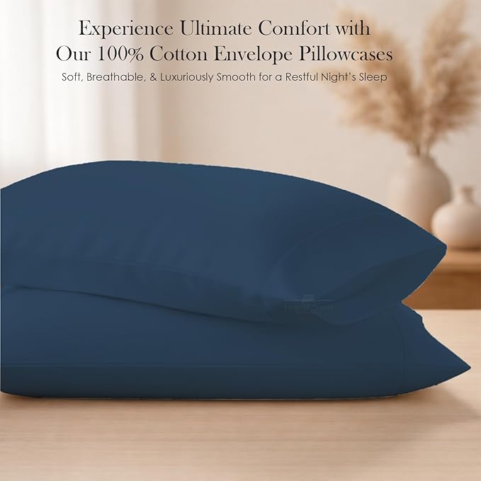 400 Thread Count 100% Egyptian Cotton Queen Size Pillowcases Set of 4, Soft & Breathable Sateen Weave, Envelope Closure, Hotel Luxury Bed Linen, Durable & Fade Resistant, 20"x30", Medium Blue