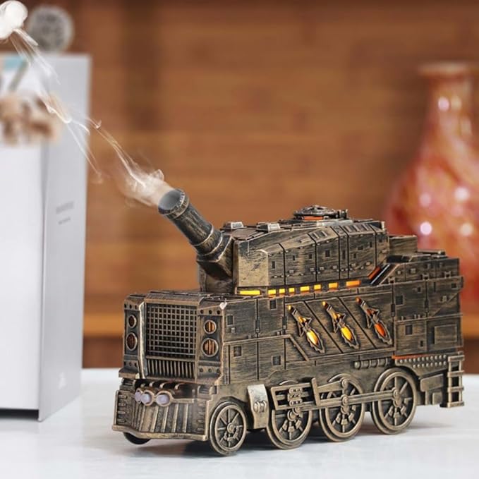 Train Shaped Essential Oil Diffuser, 300ml Vintage Steam Train Aromatherapy Essential Oil Diffuser Humidifier with Dual-Color LED Light, 2 Mist Modes and Auto Shut-Off, for Bedroom