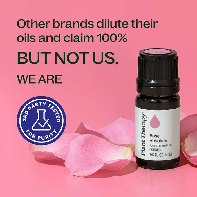 Plant Therapy Rose Absolute Essential Oil, 5 mL (1/6 oz), 100% Pure, Undiluted, Calming & Emotionally Grounding, Great Essential Oil for Skincare