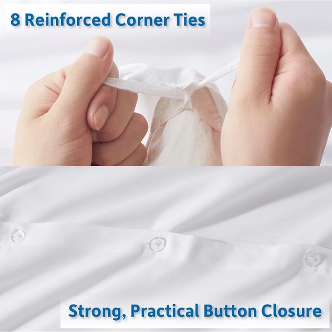 Nestl Twin Duvet Cover Set with Comforter Insert - White 3 Piece 68x90 Duvet Cover & 1 Pillow Sham with White Quilted Down Alternative Comforter, Ultra Soft, All Season