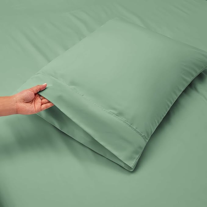 Nestl Twin XL Size Sheet Set, 4 Piece Extra Deep Pocket (18-24 inches), Microfiber, Hotel Luxury, Soft, Breathable, Wrinkle-Free, Easy to Care, Sage Green New