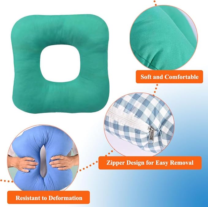 WEEOATAR Anti-Bedsore Cushion Pressure Ulcer Cushion Donut Pillow,Soft,Breathable and Pressure Relief Sciatica Pillow Anti-Decubitus Pad for Seniors,Pregnant and Post-Surgery(Green,L)