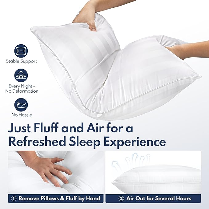 DIORIS King Pillows Set of 2 - Bed Pillows for Sleeping, Cooling Down Alternative Pillow, Medium Firm for Side Back Stomach Sleepers, Hotel Quality, Machine Washable