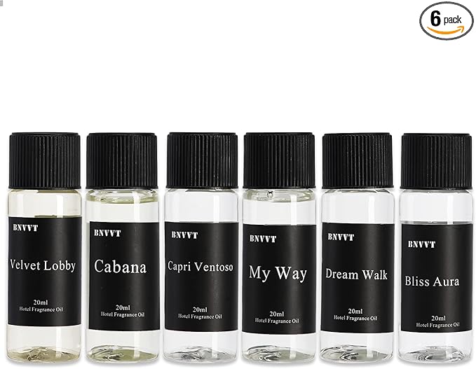 Hotel Diffuser Oil Fragrance Oil Set (6 x 20ml) – Luxury Aroma Oils for Diffuser, Inspired by Iconic 5-Star Hotels – Premium Scented Oil Gift Set for Home & Office