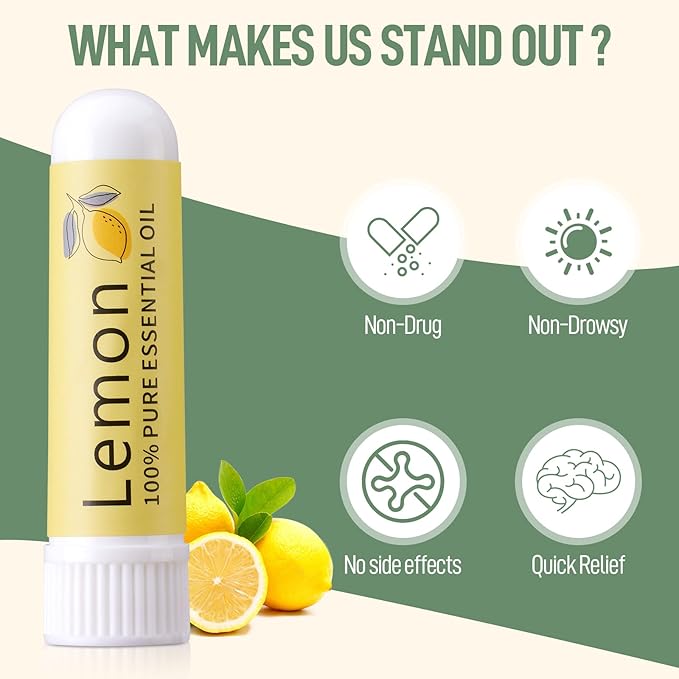 Hion Nausea Relief Inhaler-Lemon, Natural Essential Oils Inhalers