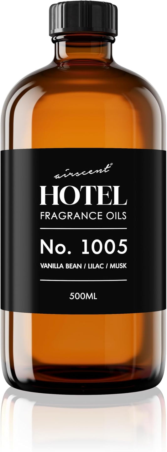 AirScent Hotel Diffuser Oil No. 1005 - Vanilla Bean Lilac Sandalwood - Hotel Scent Dupe - Premium Fragrance Oil for Ultrasonic and Waterless Diffusers and Crafting - 500 mL, 16.9 fl oz Glass Bottle