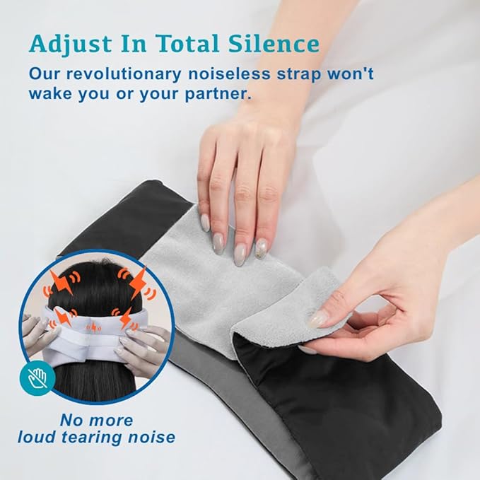 Silent Fastener Wide Sleep Mask with Ear Cover, Dual-Sided Cozy and Silky Eye Mask for Sleep, No Strap Satin Sleeping Eye Mask for Long Hair, Comfortable Eye Mask for Travel