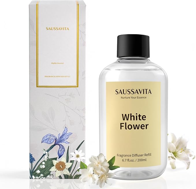 Reed Diffuser Refill White Flower Scent – Reed Diffuser Set 6.8 fl oz Refill for Bedroom, Bathroom, Lliving Room