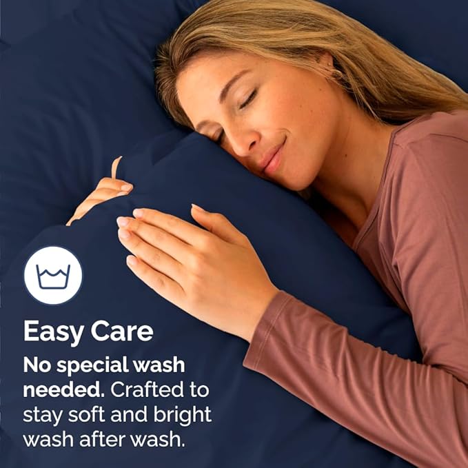 Standard Pillow Cases Set of 4 - Ultra Soft Hotel Quality Pillowcase Covers - Comfy Bedding for Women, Men, Kids & Teens - Machine Washable Pillow Protectors - 4 Piece Set - Standard Size Navy Blue
