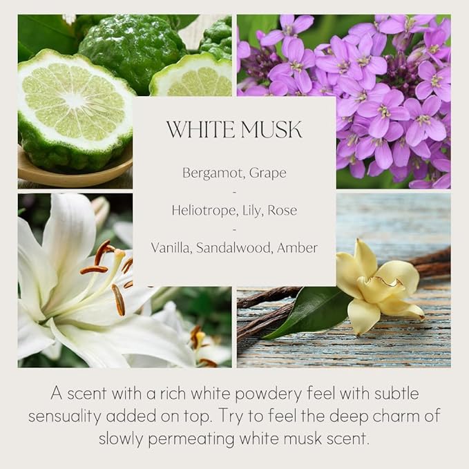 396 st. Reed Diffuser Oil Refill, WhiteMusk, 16.9oz(500ml), 10 Fiber Reed Sticks/Home Fragrance, Scented Oil Refills, Oils for Reed Diffuser, Home Décor