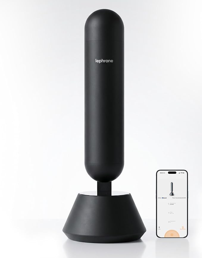 Smart Cold Air Diffuser Waterless Oil Aromatherapy Machine, Bluetooth Scent Diffuser, Cylindrical Capsule Shape, Quiet Modern Home Fragrance Diffuser 100ml, Portable (Black)