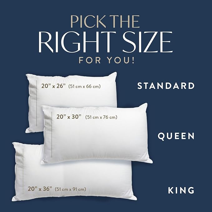 Digital Decor 100% Cotton Luxury Hotel Pillows King Size Set of 2, Cooling Hypoallergenic Down Alternative Bed Pillows for Sleeping, Medium Support for Side & Back Sleepers, Made in USA, 36" x 20"