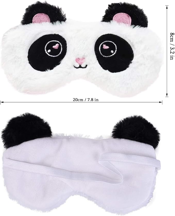 Cute Panda Sleeping Mask, Soft Fluffy Plush Blindfold Funny Novelty Animal Sleep Mask Eye Cover Eyeshade for Kids Girls Boys Women Men Night Nap Travel Meditation (Black & White, Panda)