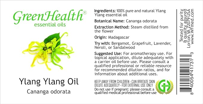 Ylang Ylang Essential Oil – 16 fl oz (473 ml) Aluminum Bottle w/Plug Cap – 100% Pure Essential Oil – GreenHealth