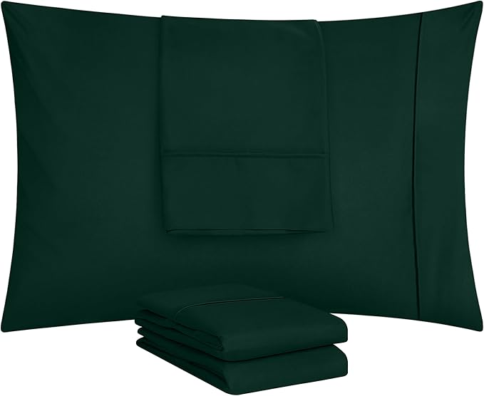 Utopia Bedding Queen Pillow Cases - 4 Pack - Envelope Closure - Soft Brushed Microfiber Fabric - Shrinkage and Fade Resistant Pillow Covers Queen Size 20 X 30 Inches (Queen, Emerald)