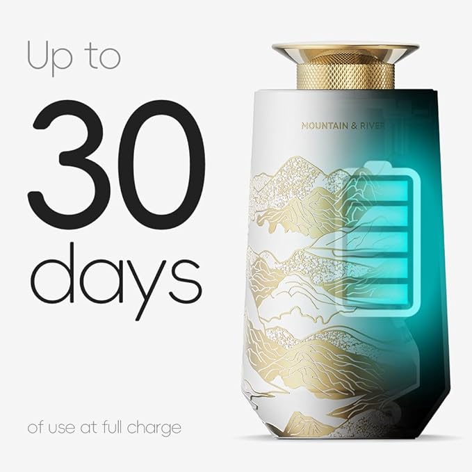 Smart Car Air Freshener Diffuser - Included 7 Luxury Hotel Quality Aroma Oils with Rechargeable Waterless Essential Diffuser, Auto On/Off Scent Machine Gifts for Car Guys
