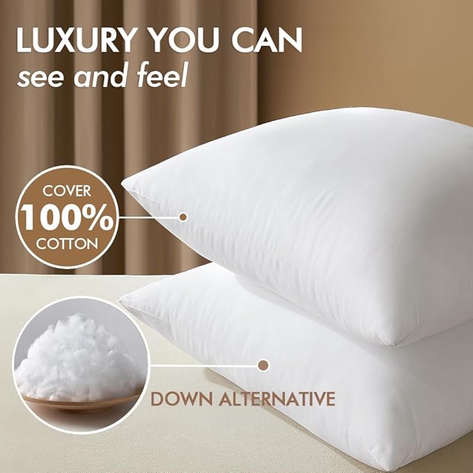 MIULEE 26x26 Down Alternative Pillow Inserts,Pack of 4 Euro Throw Pillows 26 x 26 Inch Body Bed Sleeping Ultra Soft Fluffy Form for Sofa Couch Bed