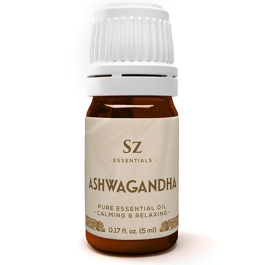 Ashwagandha Essential Oil, 100% Pure and Natural - Undiluted, Steam Distilled from Withania Somnifera - Woody & Earthy Scent with Nutty Overtones - Therapeutic Grade & Vegan - 0.17oz
