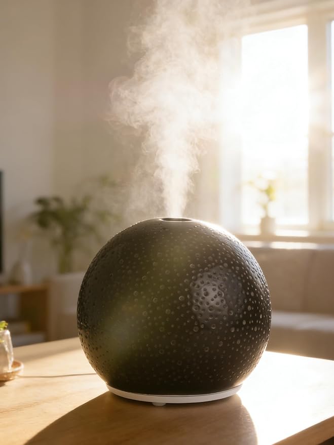 Ceramic Essential Oil Diffusers,Small Cute Humidifier, Home for Aromatherapy,Bedroom Flower Air Fragrance,Room Scent, Smell,Light Decor para Casa De Essentials Aesthetic Electric Oils Aroma Black